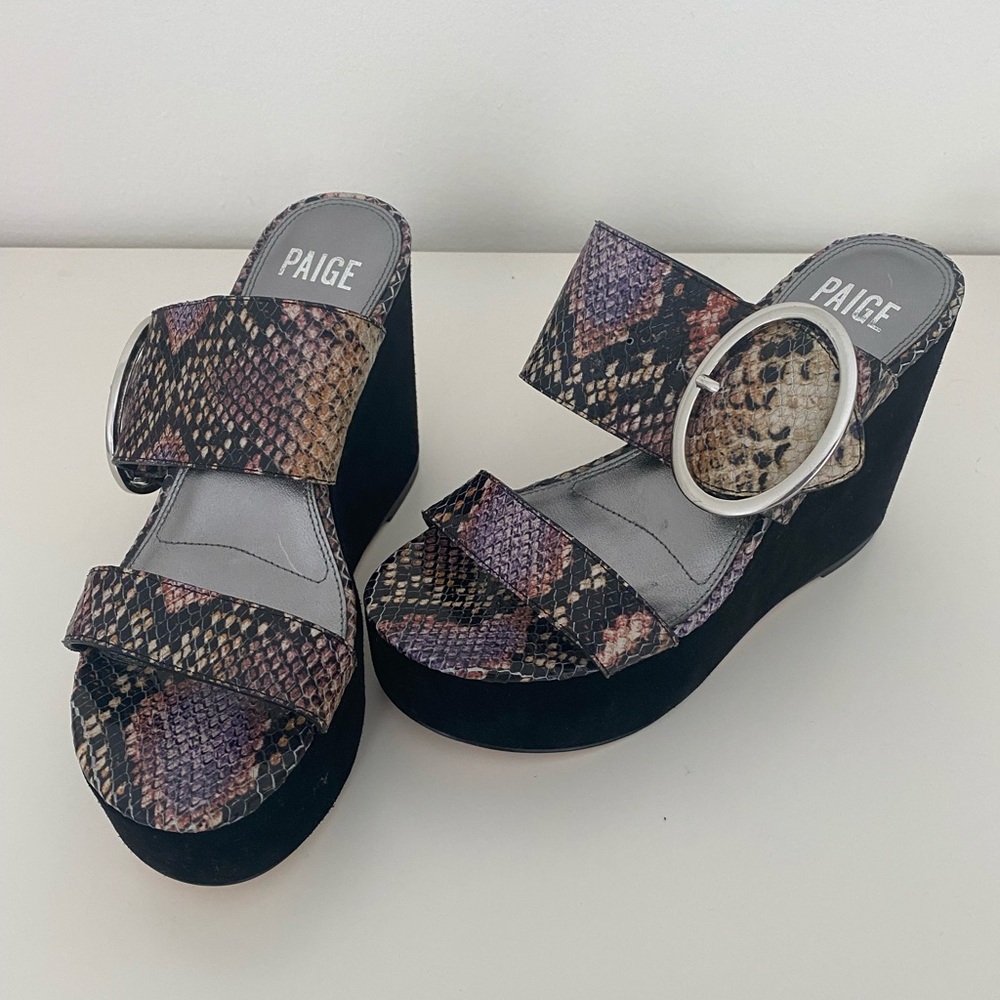 Paige snake print wedges